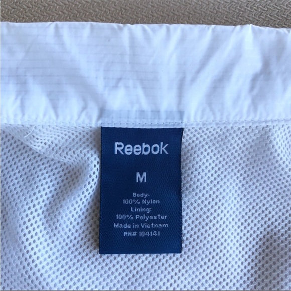 Reebok Nylon Flight Wind Zipper Pockets White  Lightweight Running Gym Jacket M - Picture 13 of 14